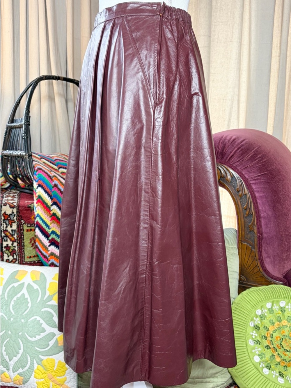 70s Leather A-Line Skir - Picture 2 of 9